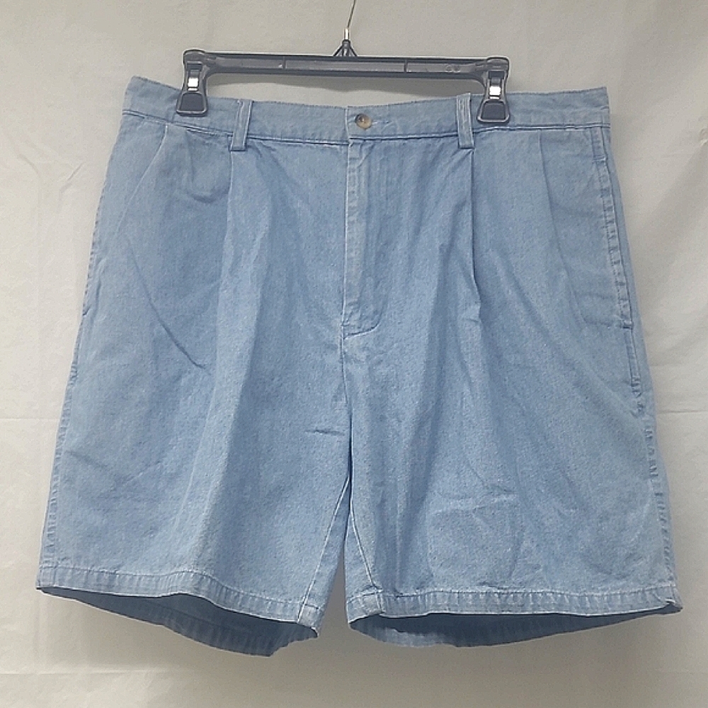 Nautica Men’s Pleated Cotton Chino Shorts Light Blue Size 36 Classic Preppy 90s